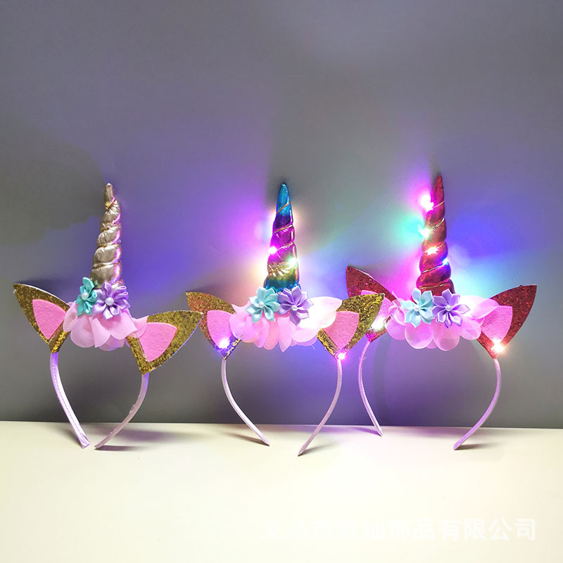 Unique Lighting Decor - Nouveau serre-tête licorne lumineux rose pour