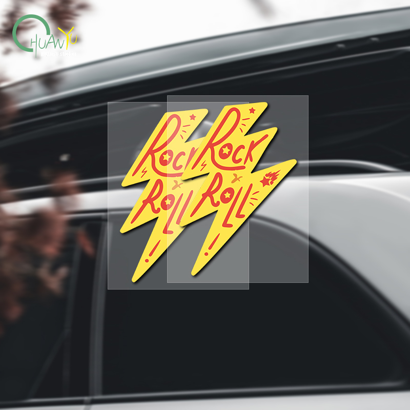 Unique Lighting Decor - Autocollant de voiture Rock Lightning, symbole