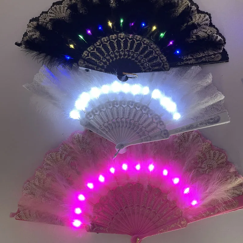Decor Lighting Fans - Éventail pliant vintage lumineux en dentelle