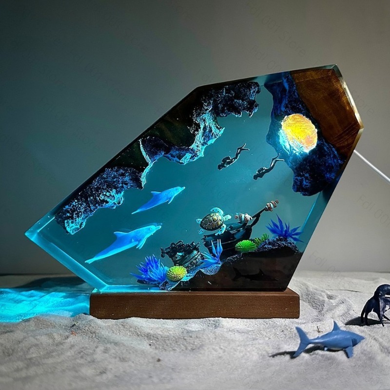 Veilleuse en résine Dauphin et - Unique Lighting Decor avis et prix