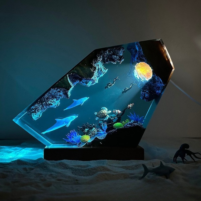 Veilleuse en résine Dauphin et - Unique Lighting Decor avis et prix